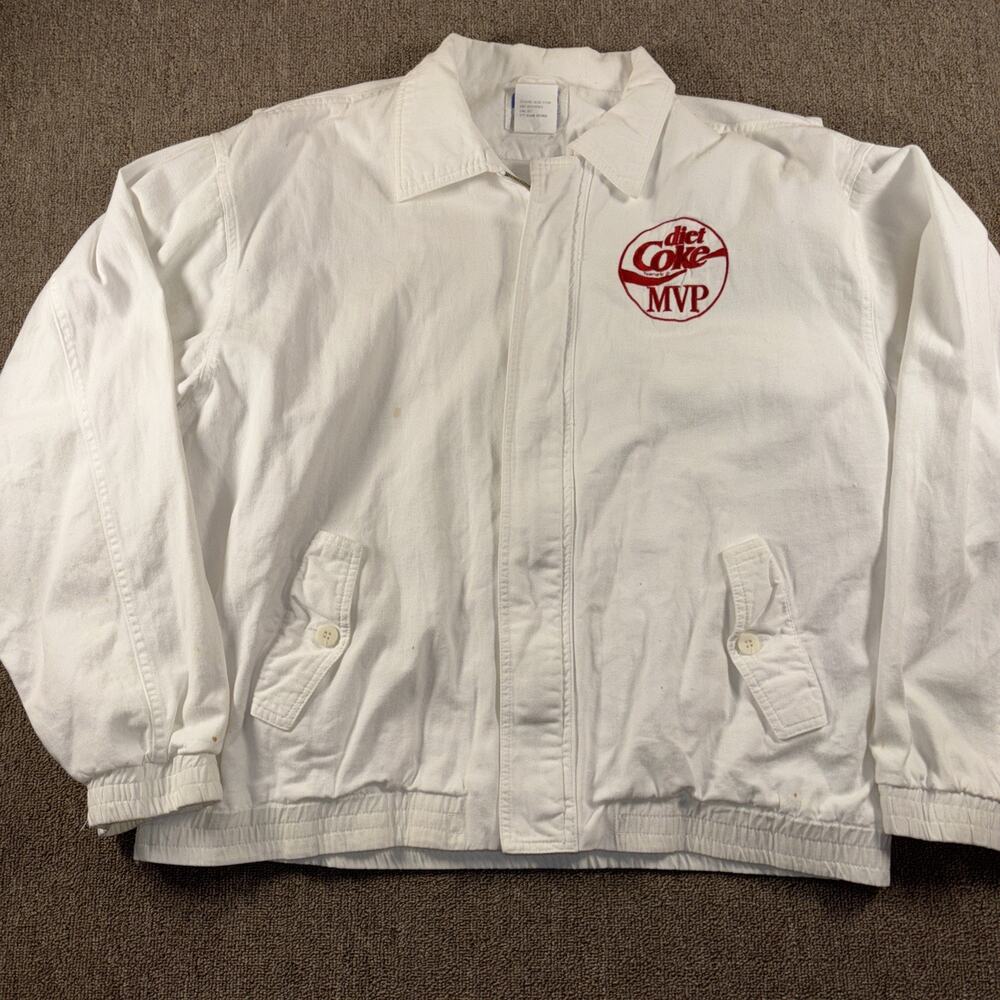 Diet Coke Vintage Promo Full Zip Jacket MVP Large Made In USA White